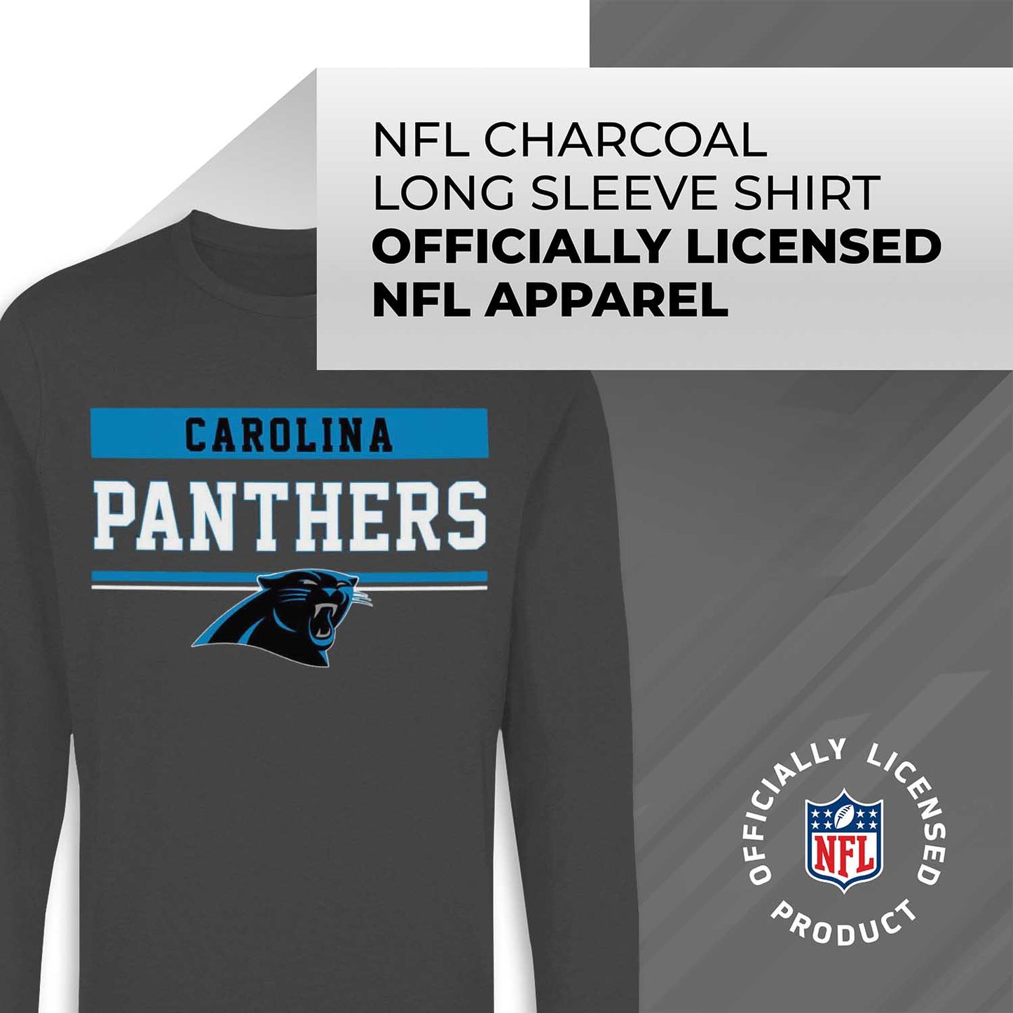 Carolina Panthers NFL Adult Charcoal Long Sleeve T Shirt - Charcoal