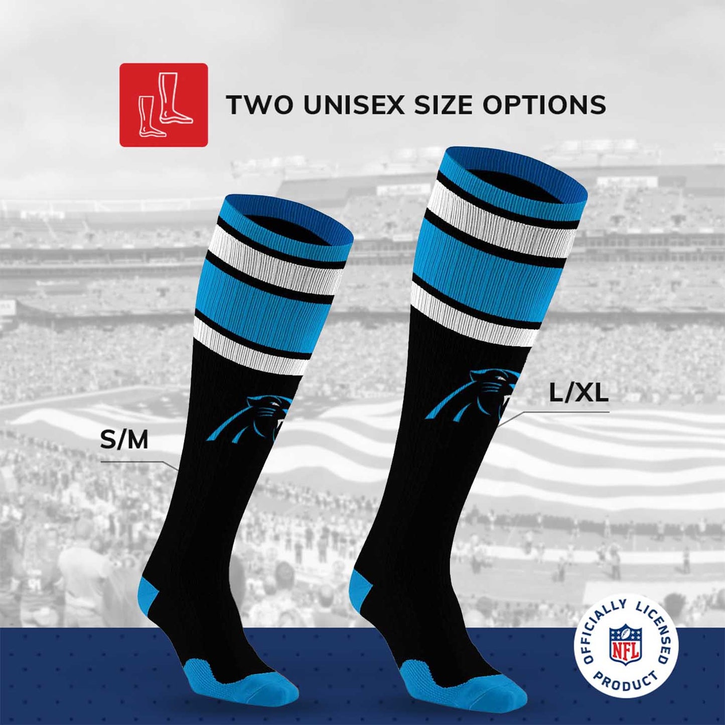 Carolina Panthers NFL Adult Compression Socks - Black