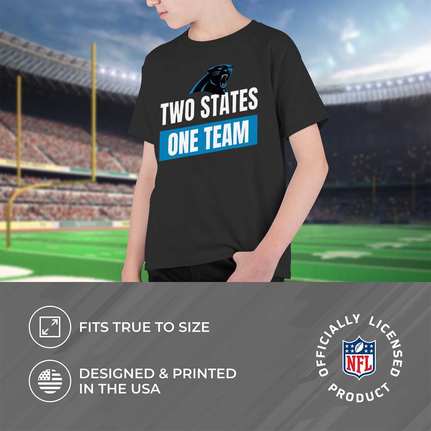Carolina Panthers NFL Youth Team Slogan Short Sleeve Lightweight T Shirt - Black