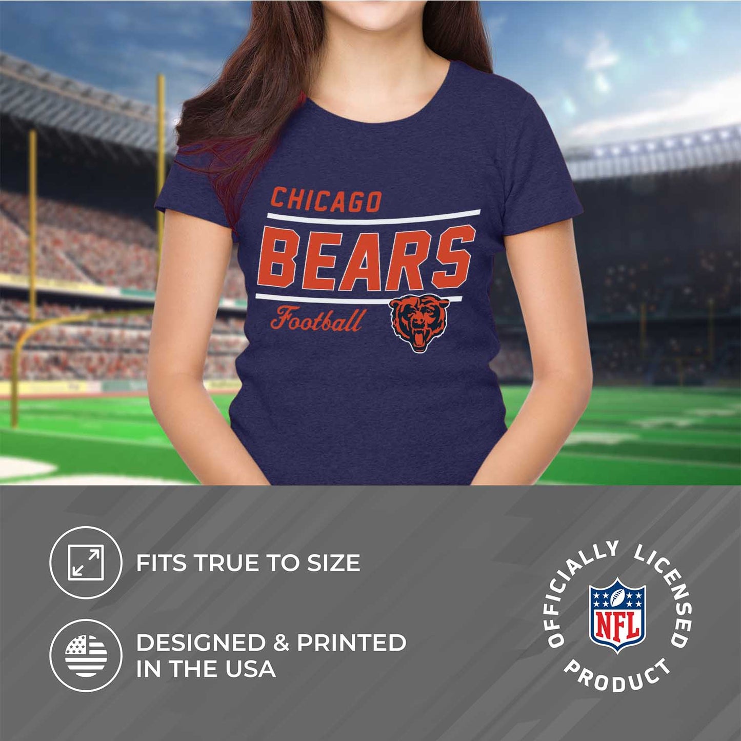 Chicago Bears NFL Womens Plus Size Relaxed Fit T-Shirt - Navy