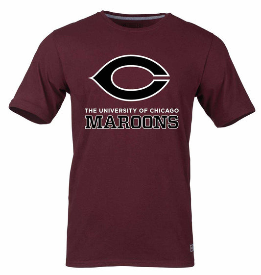 Chicago Maroons  Adult Arch and Logo Tagless T-Shirt - Maroon