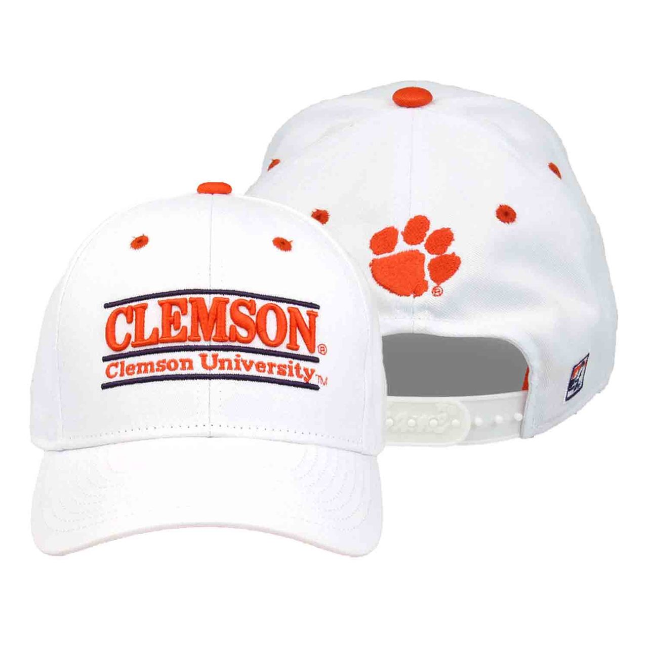 Clemson Tigers  Adult Game Bar Adjustable Hat - White