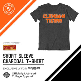 Clemson Tigers Campus Colors NCAA Adult Cotton Blend Charcoal Tagless T-Shirt - Charcoal