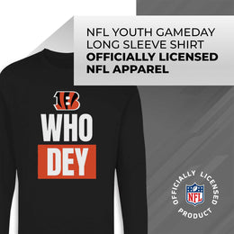 Cincinnati Bengals NFL Youth Team Slogan crewneck Sweatshirt - Black