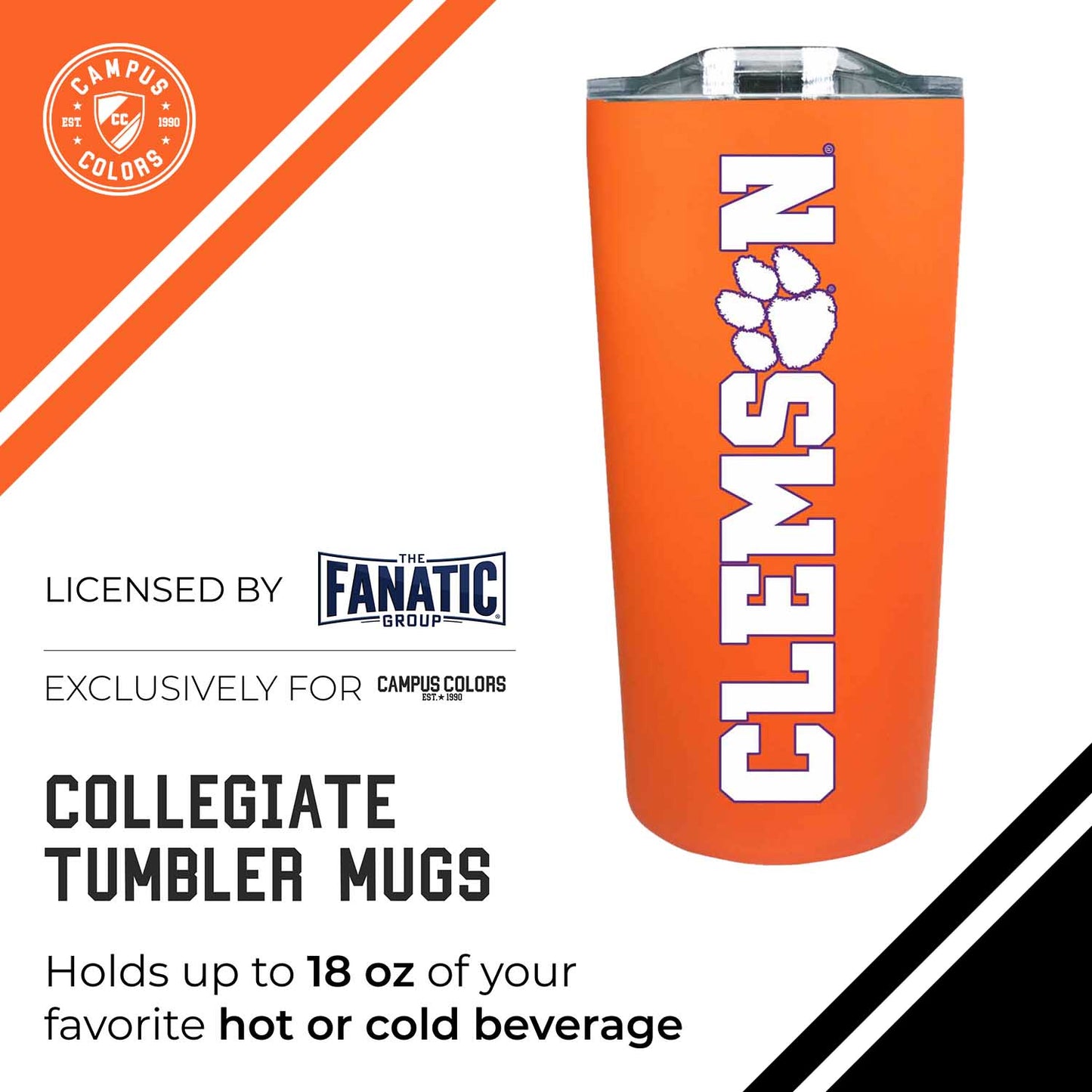 Clemson Tigers NCAA Stainless Steel Tumbler perfect for Gameday - Orange