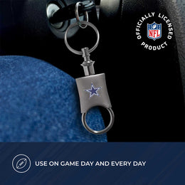 Dallas Cowboys NFL Team Logo Mens Bi Fold Wallet and Unisex Valet Keychain Bundle - Black