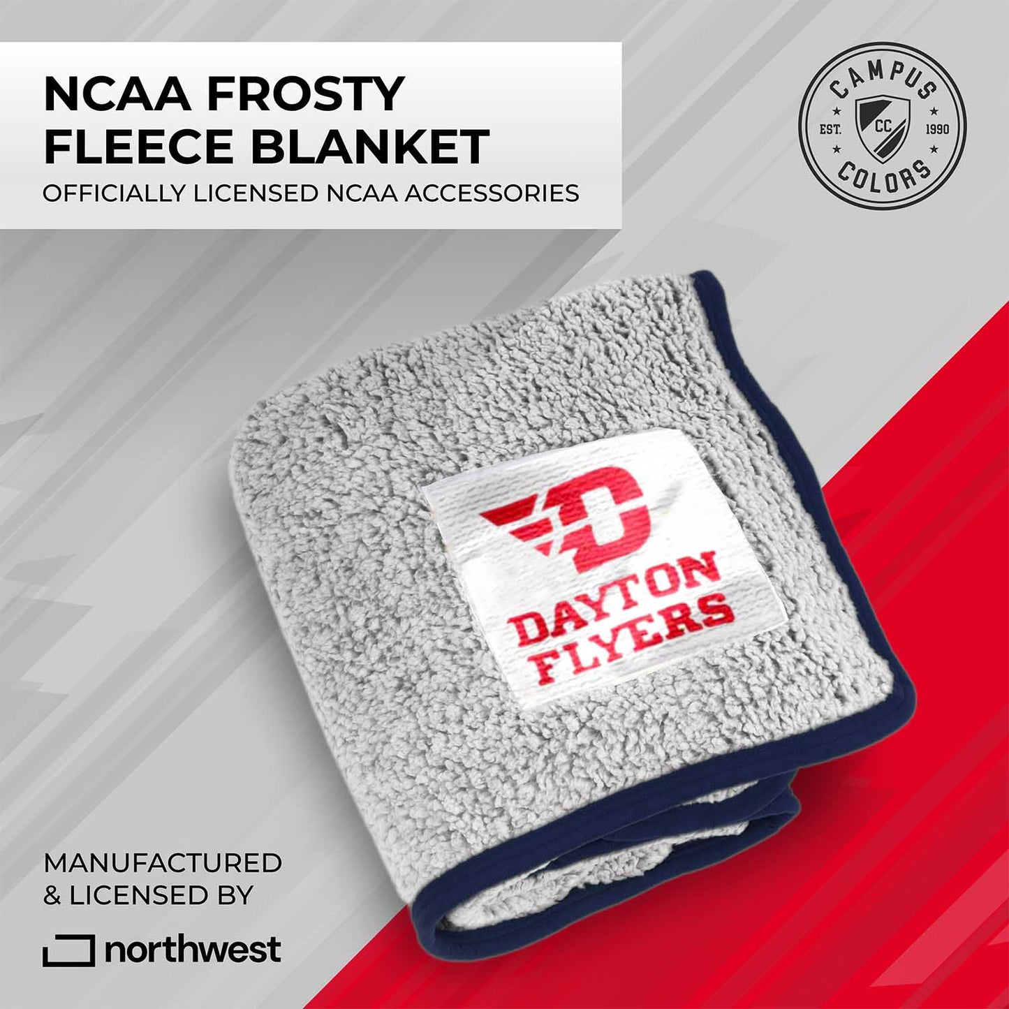 Dayton Flyers NCAA Silk Sherpa College Throw Blanket - Navy