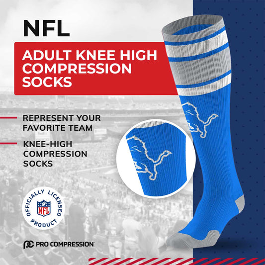 Detroit Lions NFL Adult Compression Socks - Light Blue