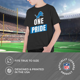 Detroit Lions NFL Youth Team Slogan Short Sleeve Lightweight T Shirt - Black