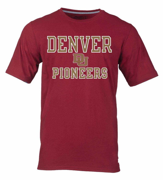 Denver Pioneers  Adult Arch and Logo Tagless T-Shirt - Cardinal