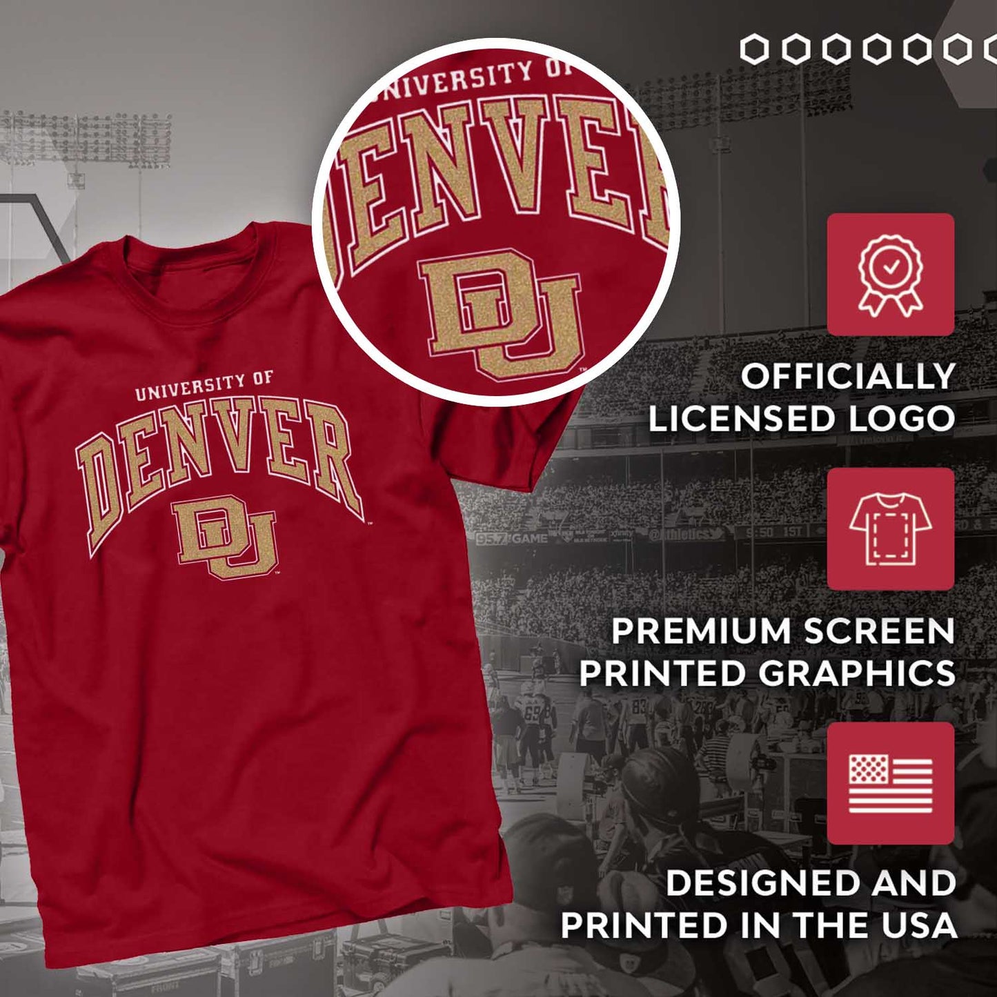 Denver Pioneers  Arch and Logo T-Shirt - Maroon