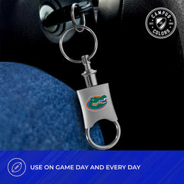 Florida Gators University Team Logo Mens Bi Fold Wallet and Unisex Valet Keychain Bundle - Black