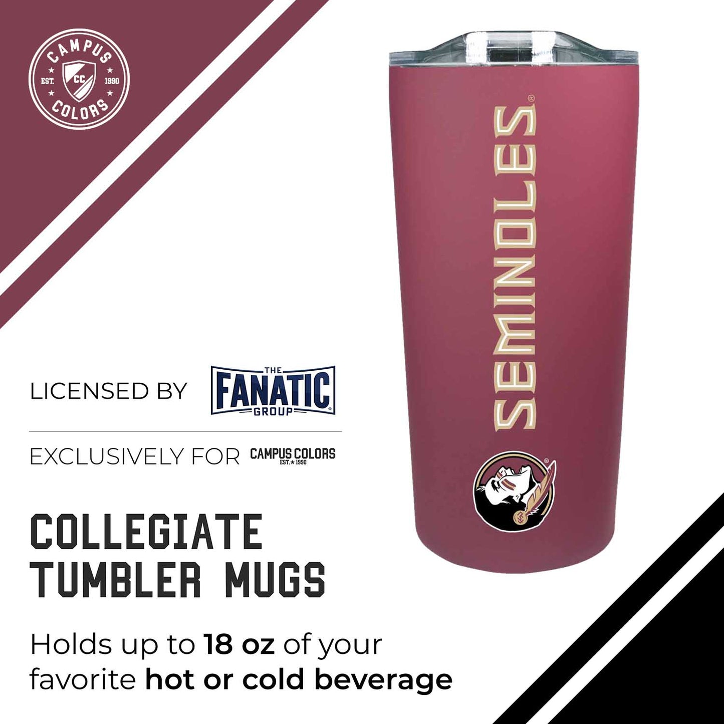 Florida State Seminoles NCAA Stainless Steel Tumbler perfect for Gameday - Maroon