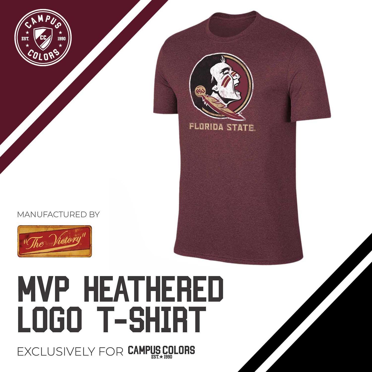 Florida State Seminoles Adult MVP Heathered Cotton Blend T-Shirt - Maroon