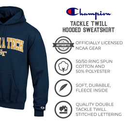 Georgia Tech Yellowjackets Champion Adult Tackle Twill Hooded Sweatshirt - Navy