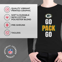 Green Bay Packers NFL Youth Team Slogan Long Sleeve Shirt  - Black