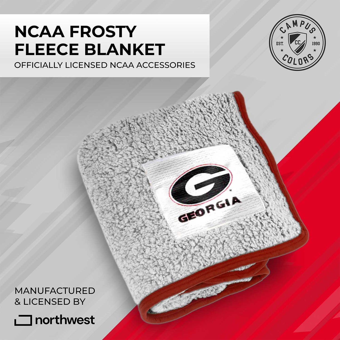 Georgia Bulldogs NCAA Silk Sherpa College Throw Blanket - Red