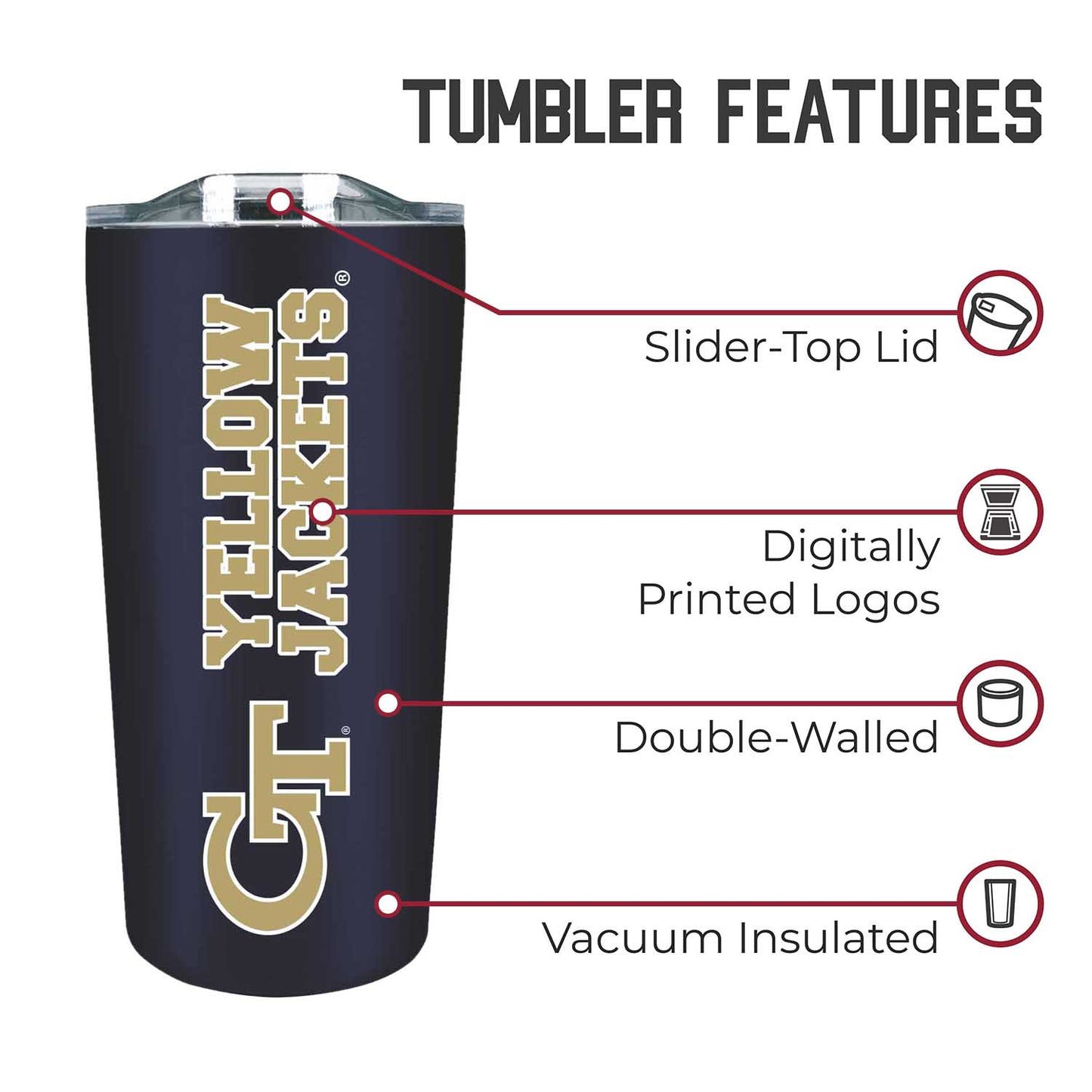 Georgia Tech Yellowjackets NCAA Stainless Steel Tumbler perfect for Gameday - Navy