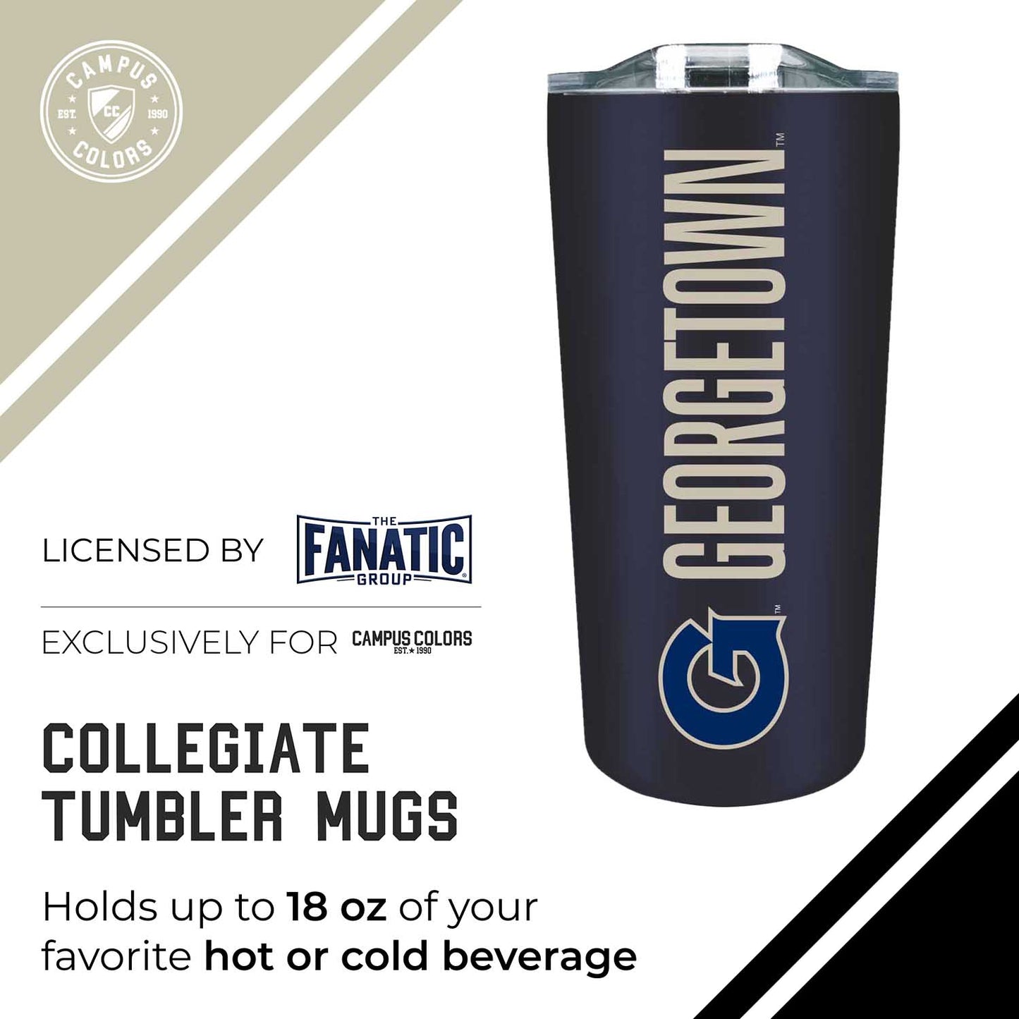 Georgetown Hoyas NCAA Stainless Steel Tumbler perfect for Gameday - Navy