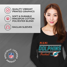 Miami Dolphins NFL Womens Crew Neck Light Weight - Black