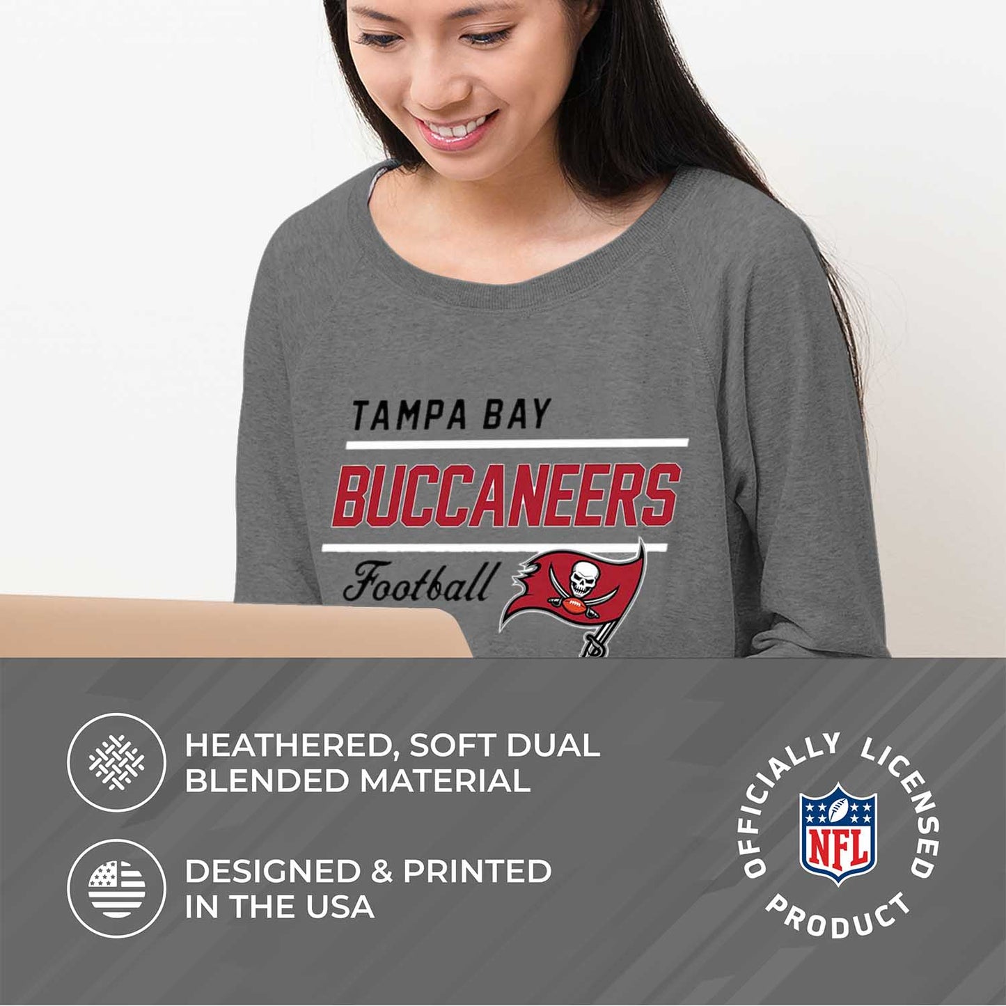 Tampa Bay Buccaneers NFL Womens Crew Neck Light Weight - Sport Gray