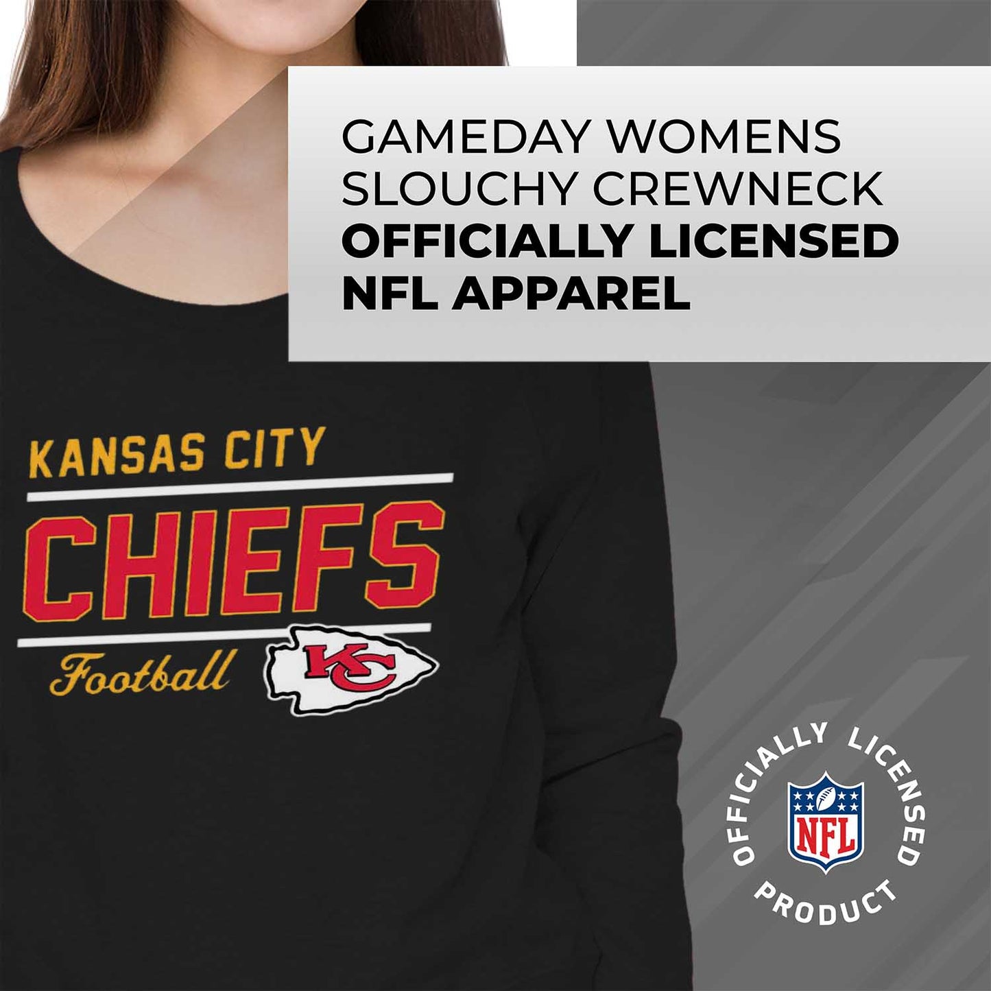 Kansas City Chiefs NFL Womens Crew Neck Light Weight - Black