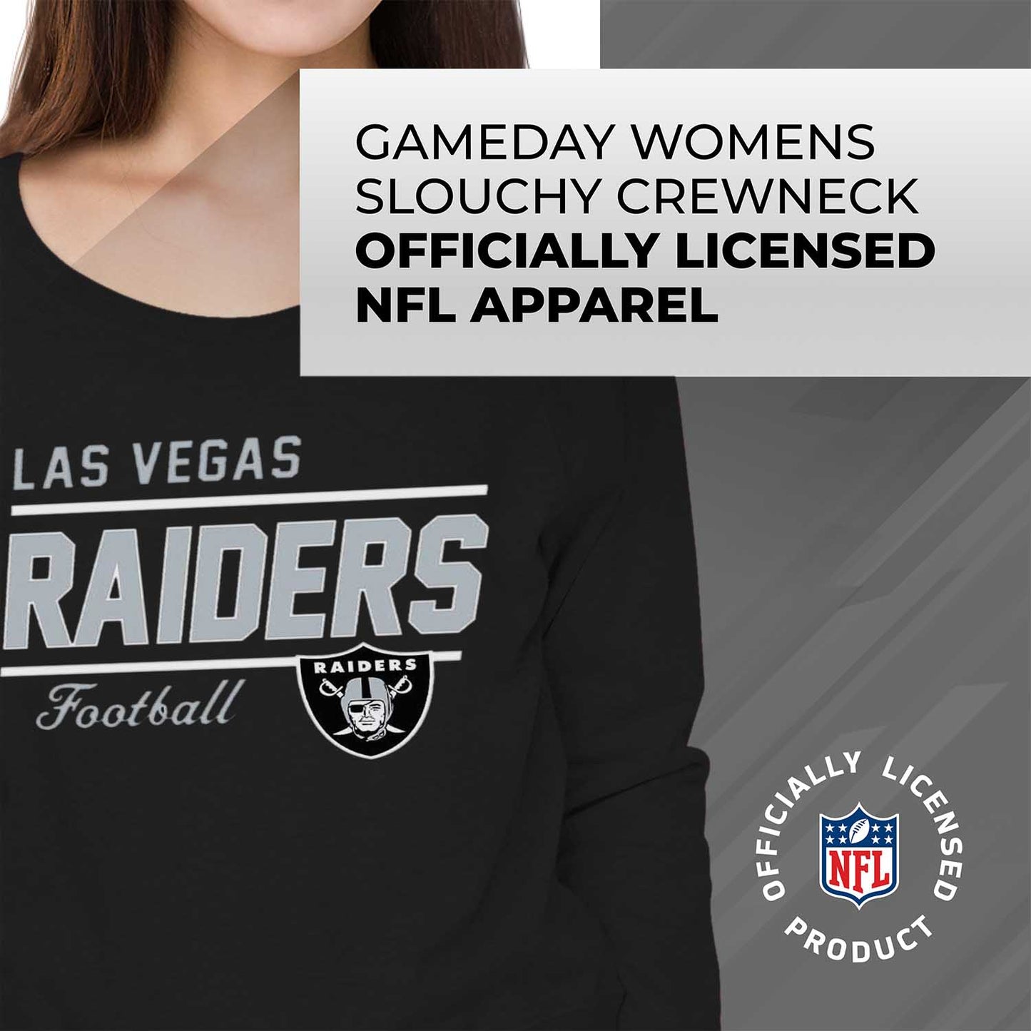 Las Vegas Raiders NFL Womens Crew Neck Light Weight - Black