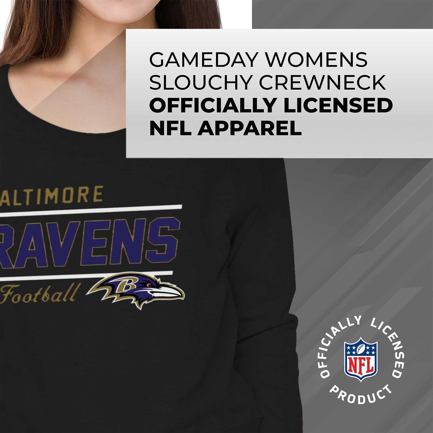 Baltimore Ravens NFL Womens Crew Neck Light Weight - Black