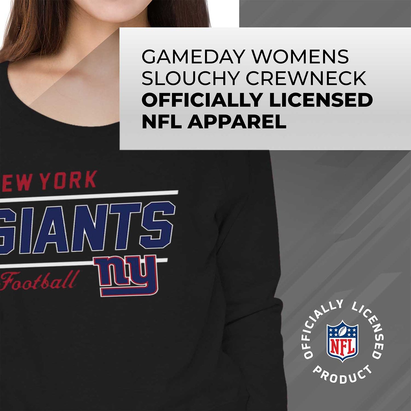 New York Giants NFL Womens Crew Neck Light Weight - Black