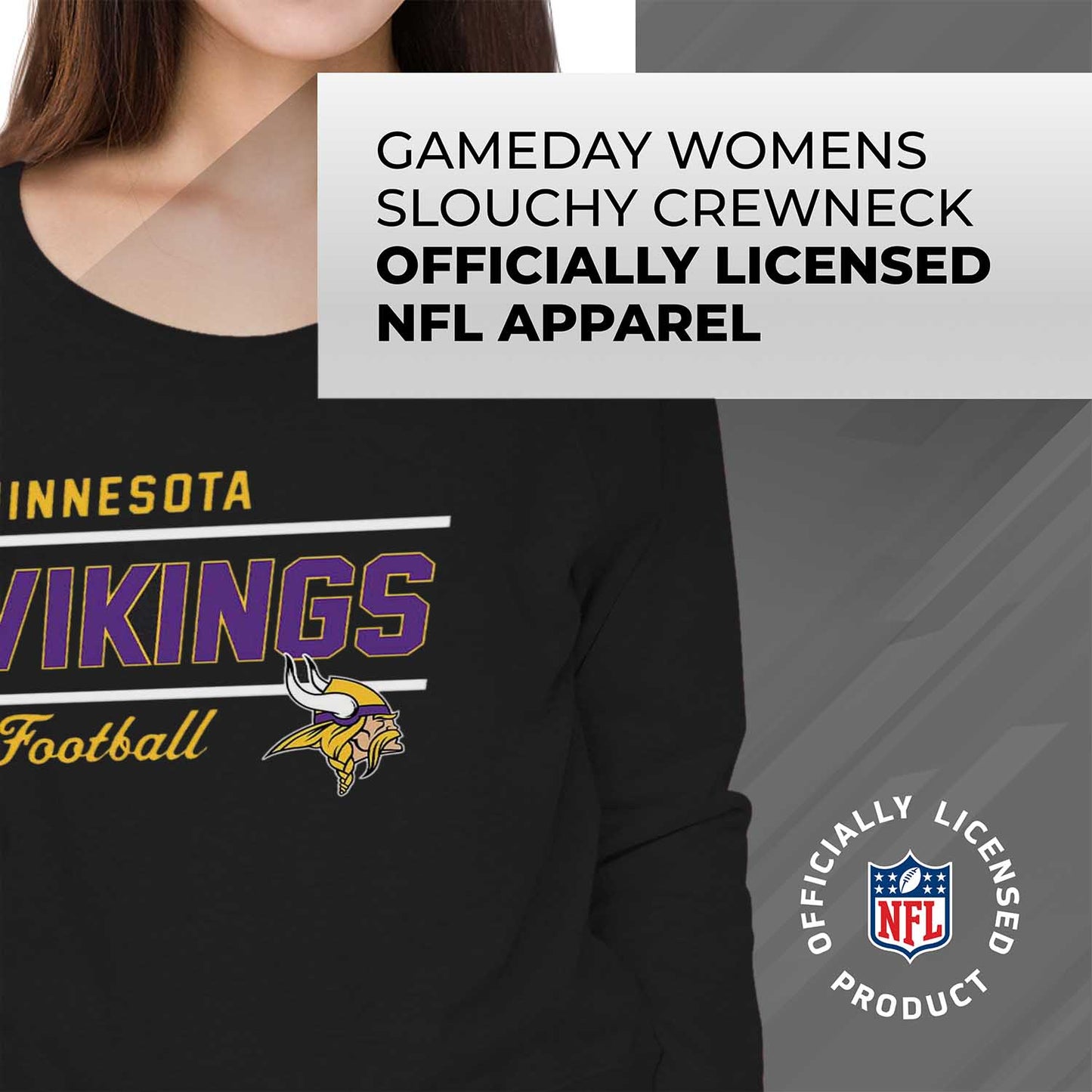 Minnesota Vikings NFL Womens Crew Neck Light Weight - Black