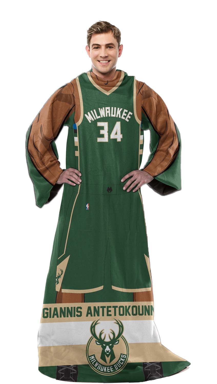 Milwaukee Bucks Officially Licensed Wearable Blankets with Sleeves - Green
