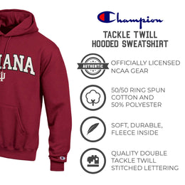 Indiana Hoosiers Champion Adult Tackle Twill Hooded Sweatshirt - Cardinal