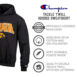 Iowa Hawkeyes Champion Adult Tackle Twill Hooded Sweatshirt - Black