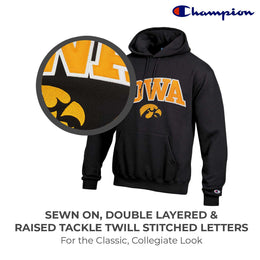 Iowa Hawkeyes Champion Adult Tackle Twill Hooded Sweatshirt - Black