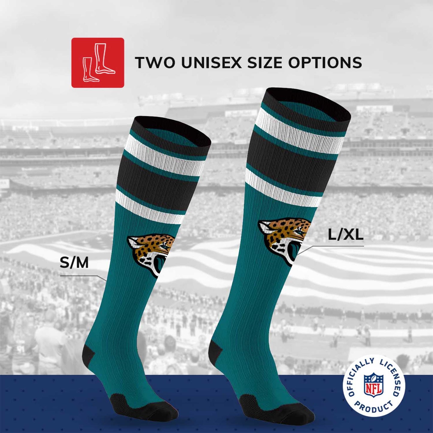 Jacksonville Jaguars NFL Adult Compression Socks - Teal