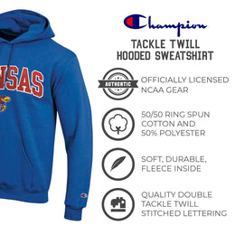 Kansas Jayhawks Champion Adult Tackle Twill Hooded Sweatshirt - Royal