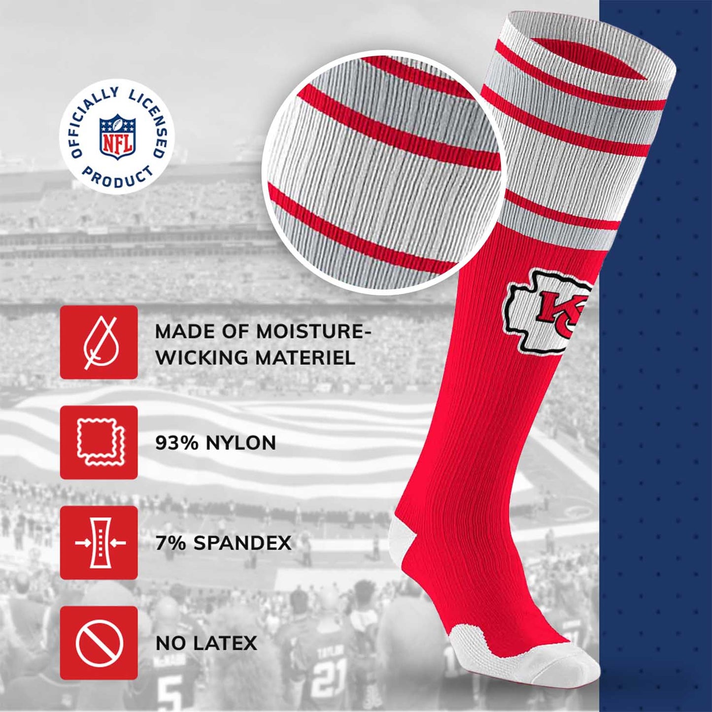 Kansas City Chiefs NFL Adult Compression Socks - Red