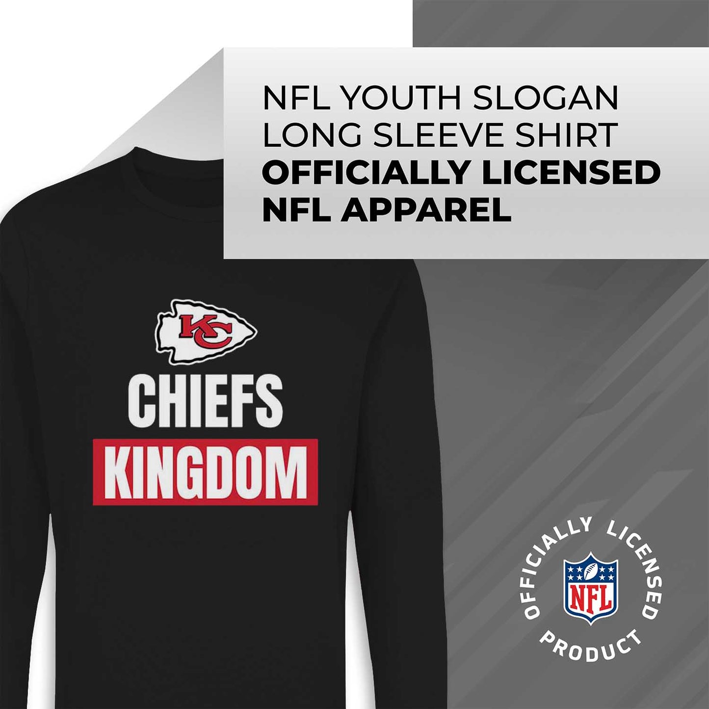 Kansas City Chiefs NFL Youth Team Slogan Long Sleeve Shirt  - Black