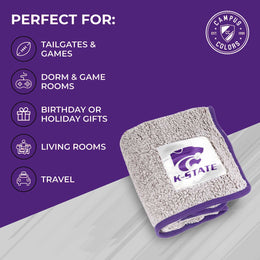 Kansas State Wildcats NCAA Silk Sherpa College Throw Blanket - Purple