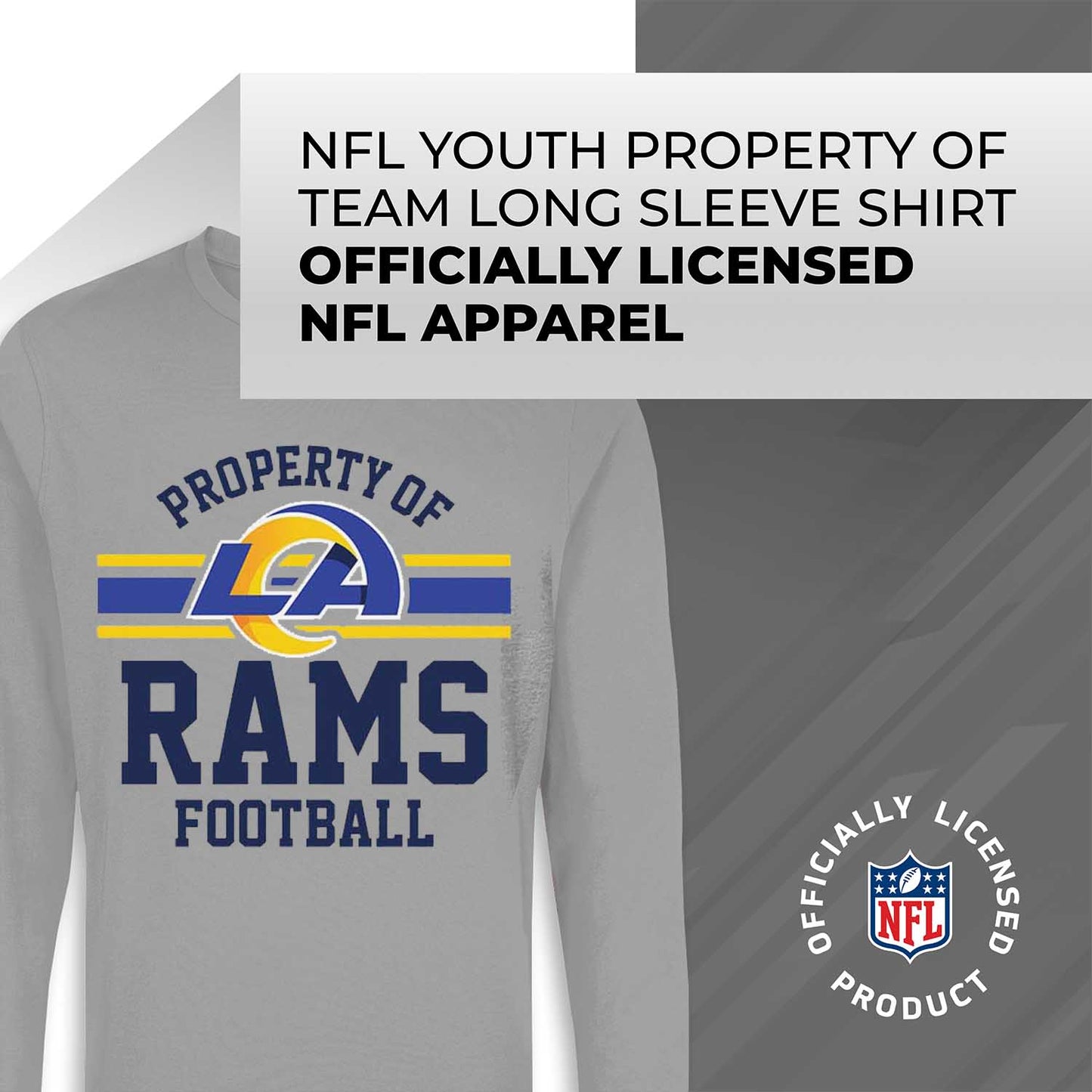 Los Angeles Rams NFL Youth Property Of Crew Sweatshirt - Sport Gray