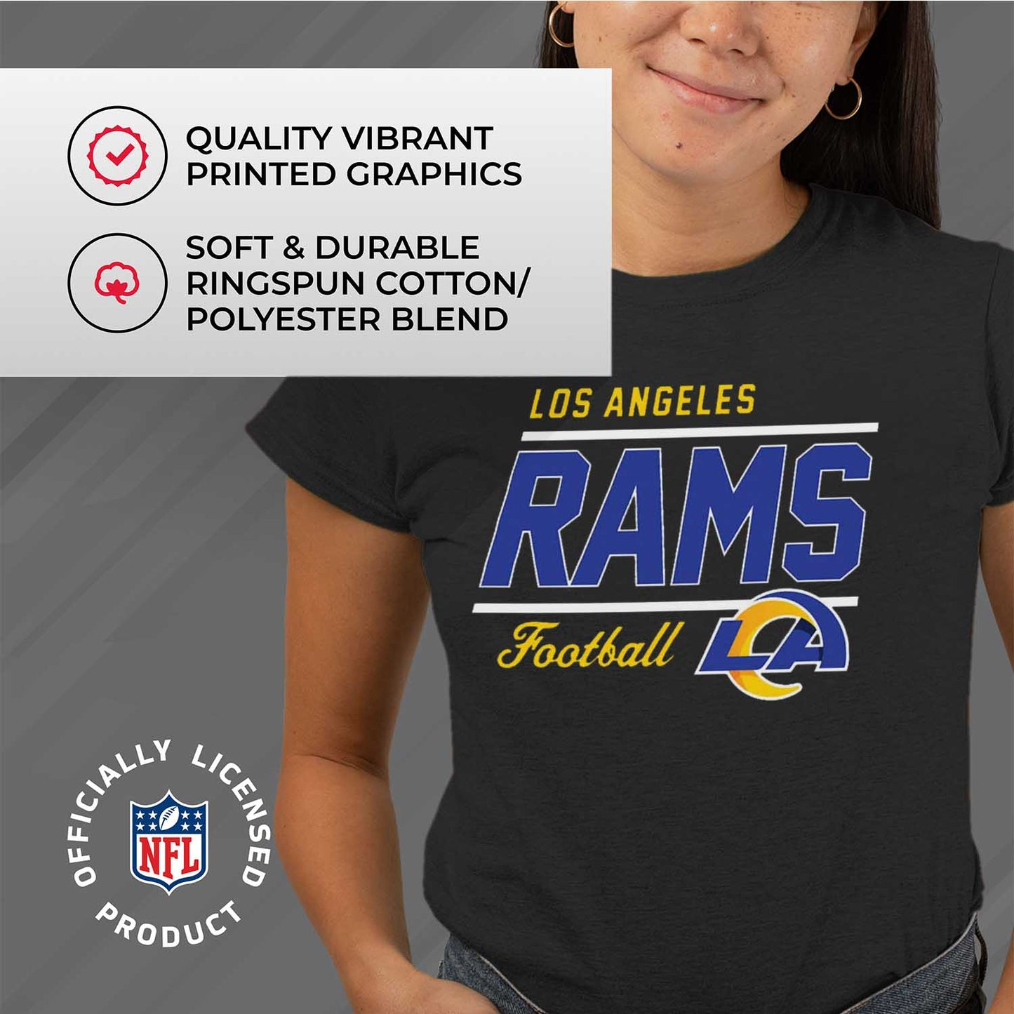 Los Angeles Rams NFL Womens Plus Size Relaxed Fit T-Shirt - Black