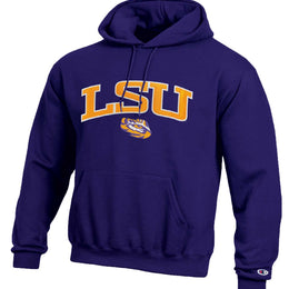 LSU Tigers Champion Adult Tackle Twill Hooded Sweatshirt - Purple