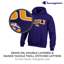 LSU Tigers Champion Adult Tackle Twill Hooded Sweatshirt - Purple