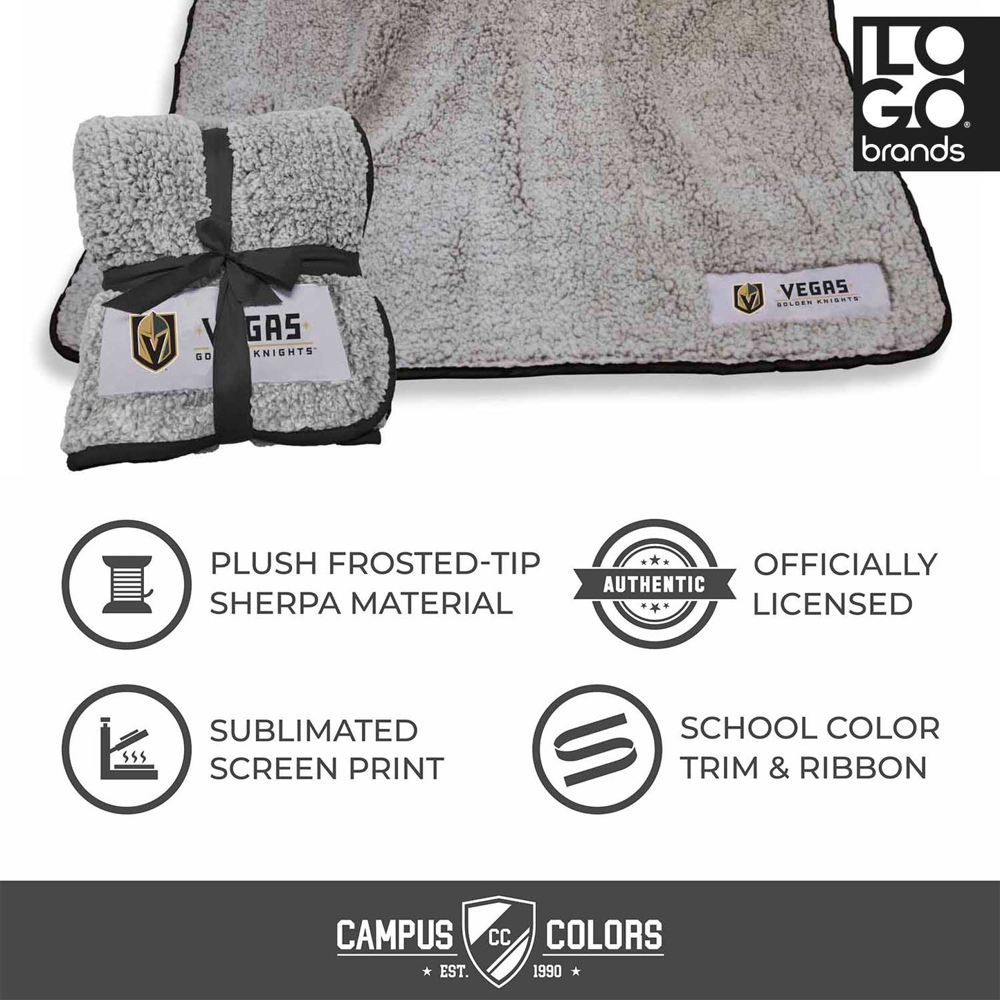 Las Vegas Golden Knights Frosty Fleece 60 X 50 Blanket - Black