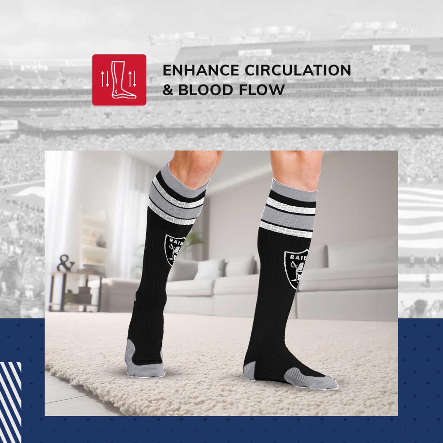 Las Vegas Raiders NFL Adult Compression Socks - Black