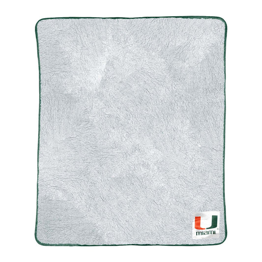 Miami Hurricanes NCAA Silk Sherpa College Throw Blanket - Green