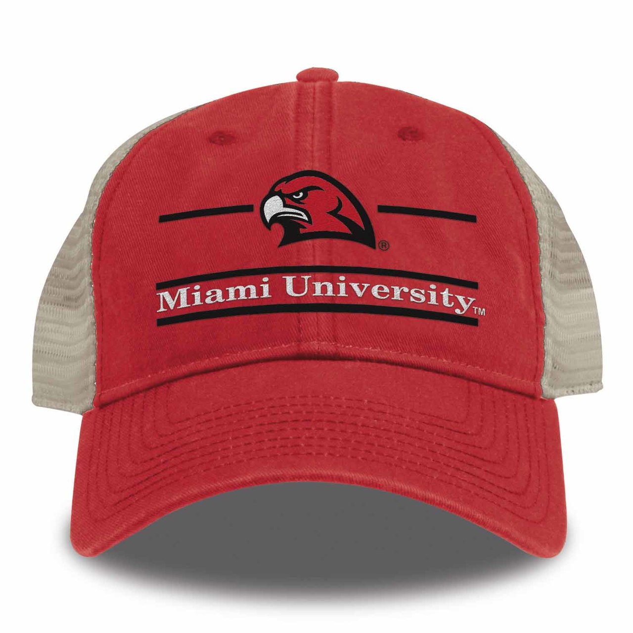 Miami Redhawks  Adult Relaxed Khaki Meshback Snapback - Team Color
