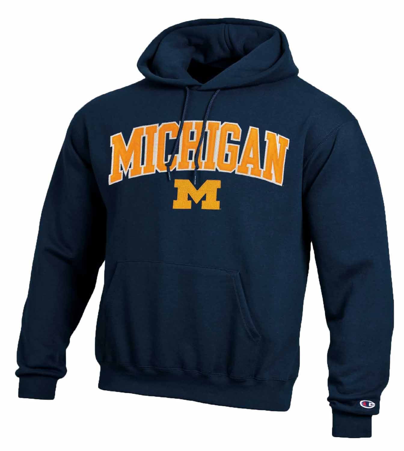 Michigan Wolverines Champion Adult Tackle Twill Hooded Sweatshirt - Navy