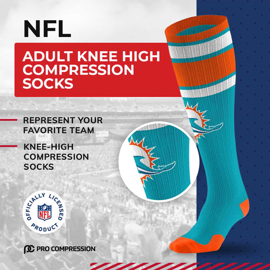 Miami Dolphins NFL Adult Compression Socks - Aqua