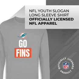 Miami Dolphins NFL Youth Team Slogan crewneck Sweatshirt - Gray